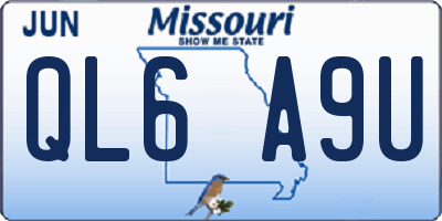 MO license plate QL6A9U