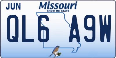 MO license plate QL6A9W