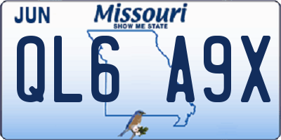 MO license plate QL6A9X