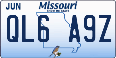 MO license plate QL6A9Z
