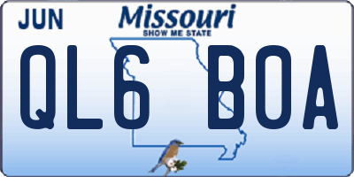 MO license plate QL6B0A