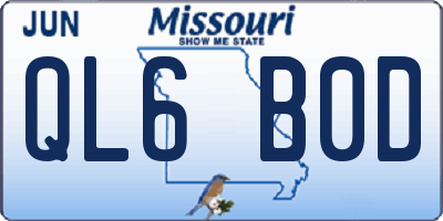 MO license plate QL6B0D