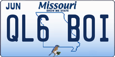 MO license plate QL6B0I