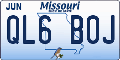 MO license plate QL6B0J