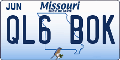 MO license plate QL6B0K