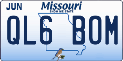 MO license plate QL6B0M