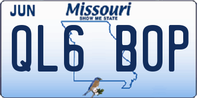 MO license plate QL6B0P