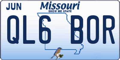 MO license plate QL6B0R