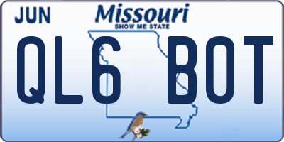 MO license plate QL6B0T