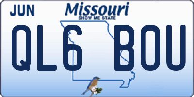 MO license plate QL6B0U