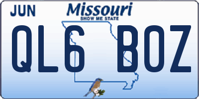 MO license plate QL6B0Z