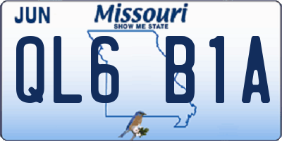 MO license plate QL6B1A
