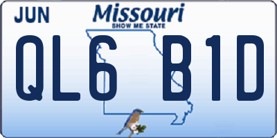 MO license plate QL6B1D