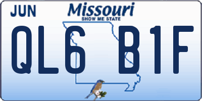MO license plate QL6B1F