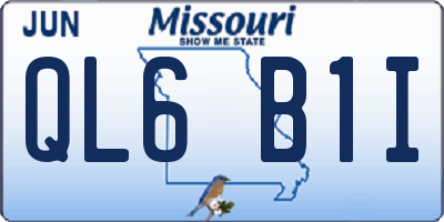 MO license plate QL6B1I