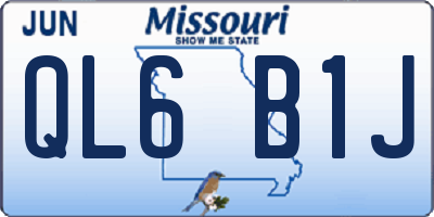 MO license plate QL6B1J