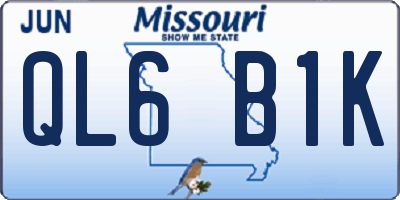 MO license plate QL6B1K