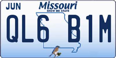 MO license plate QL6B1M