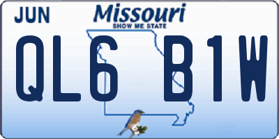 MO license plate QL6B1W