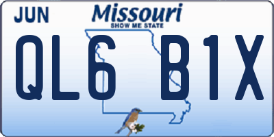 MO license plate QL6B1X