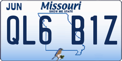 MO license plate QL6B1Z