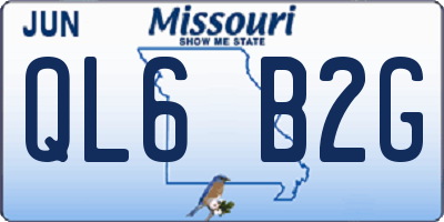MO license plate QL6B2G