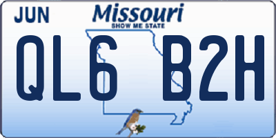 MO license plate QL6B2H