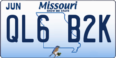 MO license plate QL6B2K