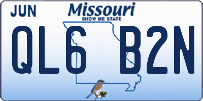 MO license plate QL6B2N