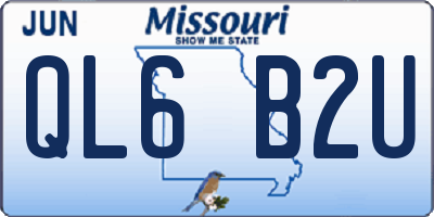 MO license plate QL6B2U