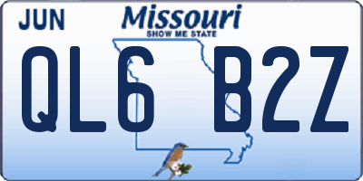 MO license plate QL6B2Z