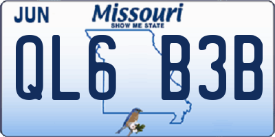 MO license plate QL6B3B