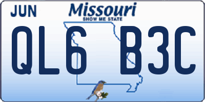 MO license plate QL6B3C