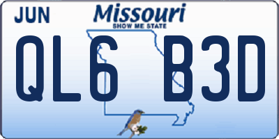 MO license plate QL6B3D