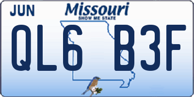 MO license plate QL6B3F