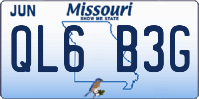 MO license plate QL6B3G