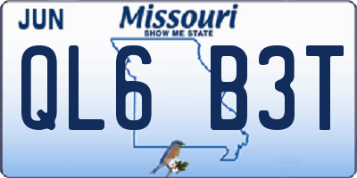 MO license plate QL6B3T