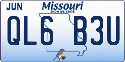 MO license plate QL6B3U