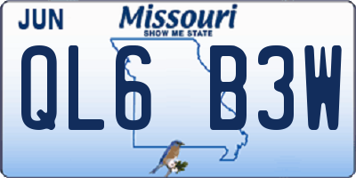 MO license plate QL6B3W