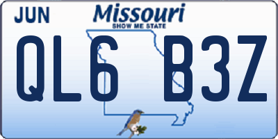 MO license plate QL6B3Z