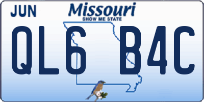 MO license plate QL6B4C