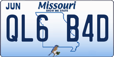 MO license plate QL6B4D