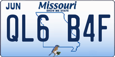 MO license plate QL6B4F