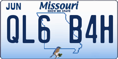 MO license plate QL6B4H