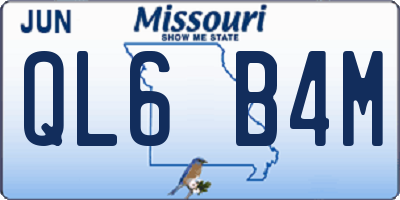 MO license plate QL6B4M