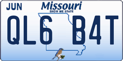 MO license plate QL6B4T
