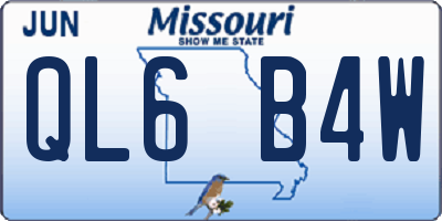 MO license plate QL6B4W