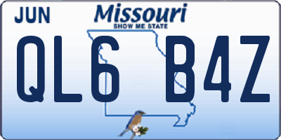 MO license plate QL6B4Z