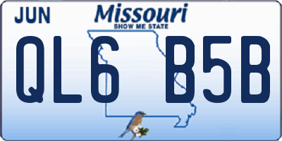MO license plate QL6B5B