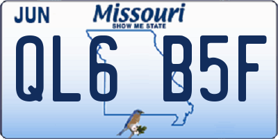 MO license plate QL6B5F